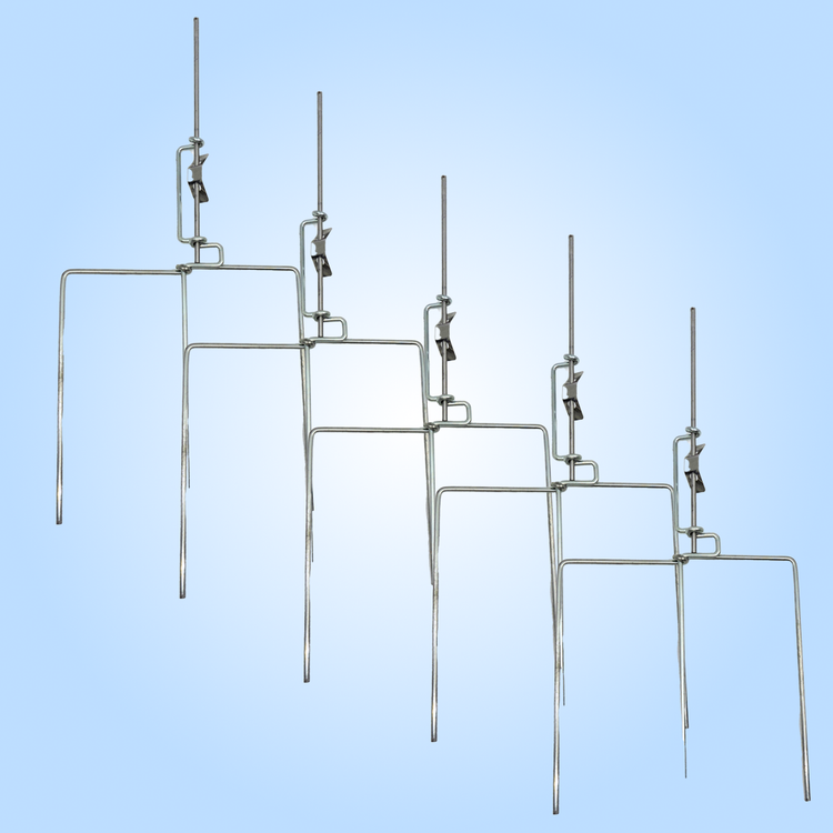 A pack of five spinning lawn sign stakes.